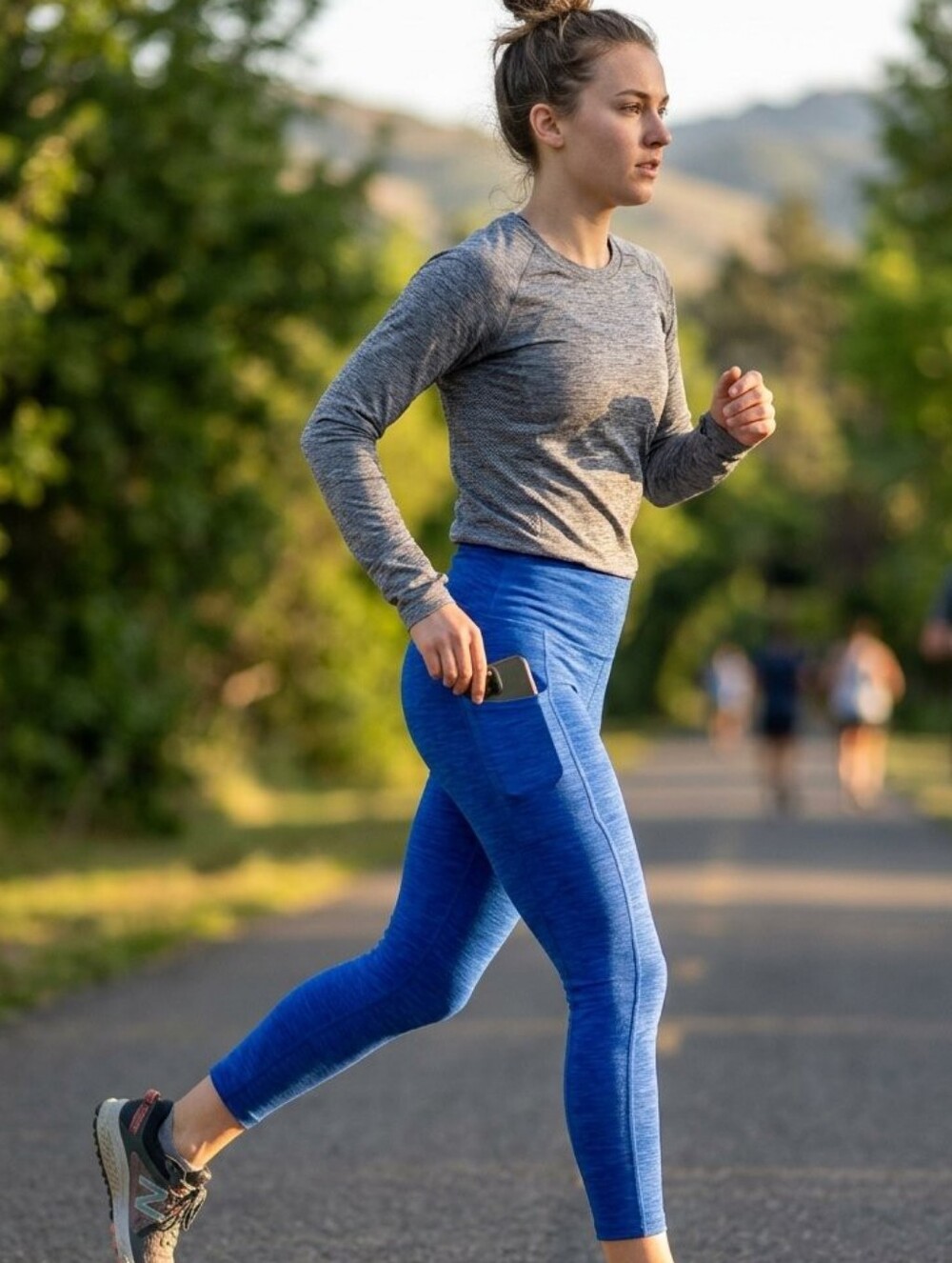 New Balance Cobalt Blue High-Rise Leggings with Side Phone Pocket • Size M
